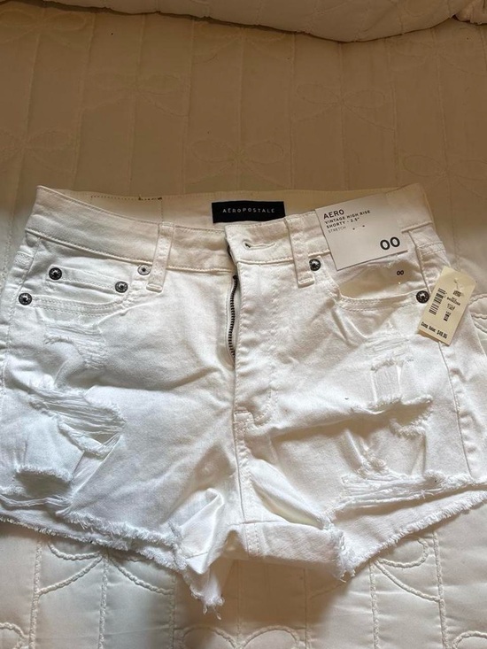 Aeropostale Pants - Aeropostale White Distressed Denim Jean Shorts